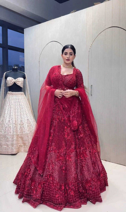 Net Embroidered Sequins Lehenga