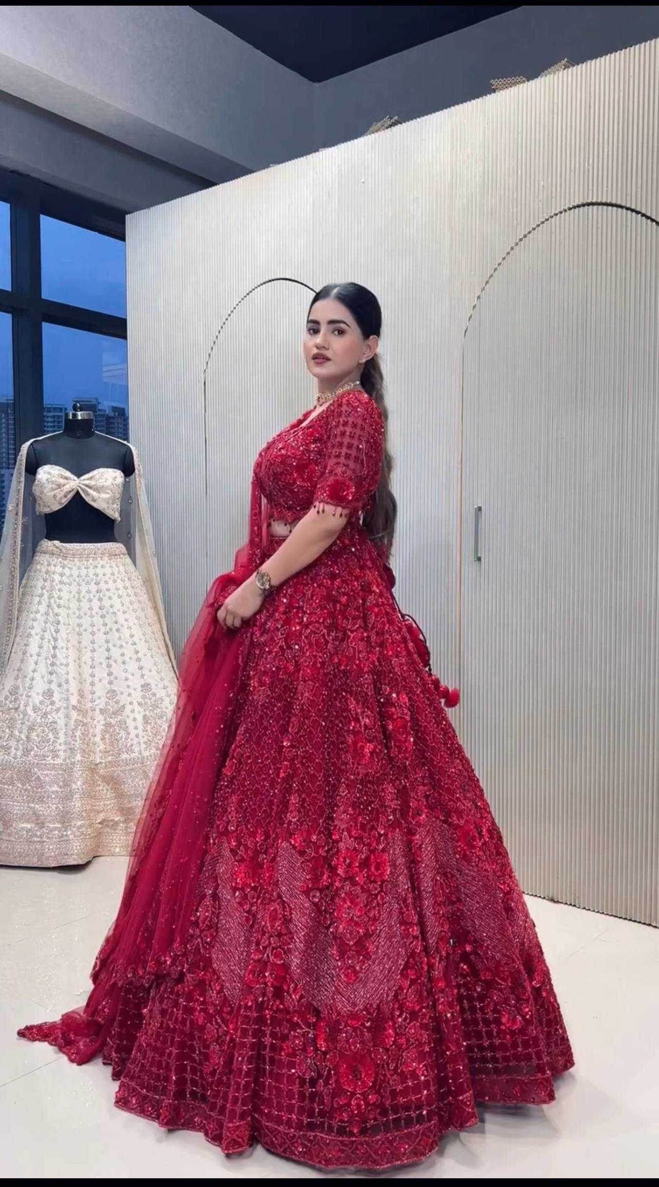 Net Embroidered Sequins Lehenga - MYLUXURY LANE ENTERPRISE