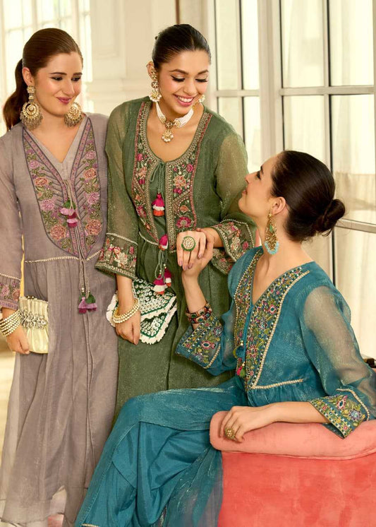 Organza  Embroidered  Handloom Suit
