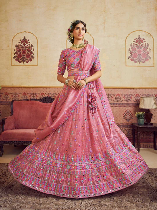 Organza  Embroidered Lehenga