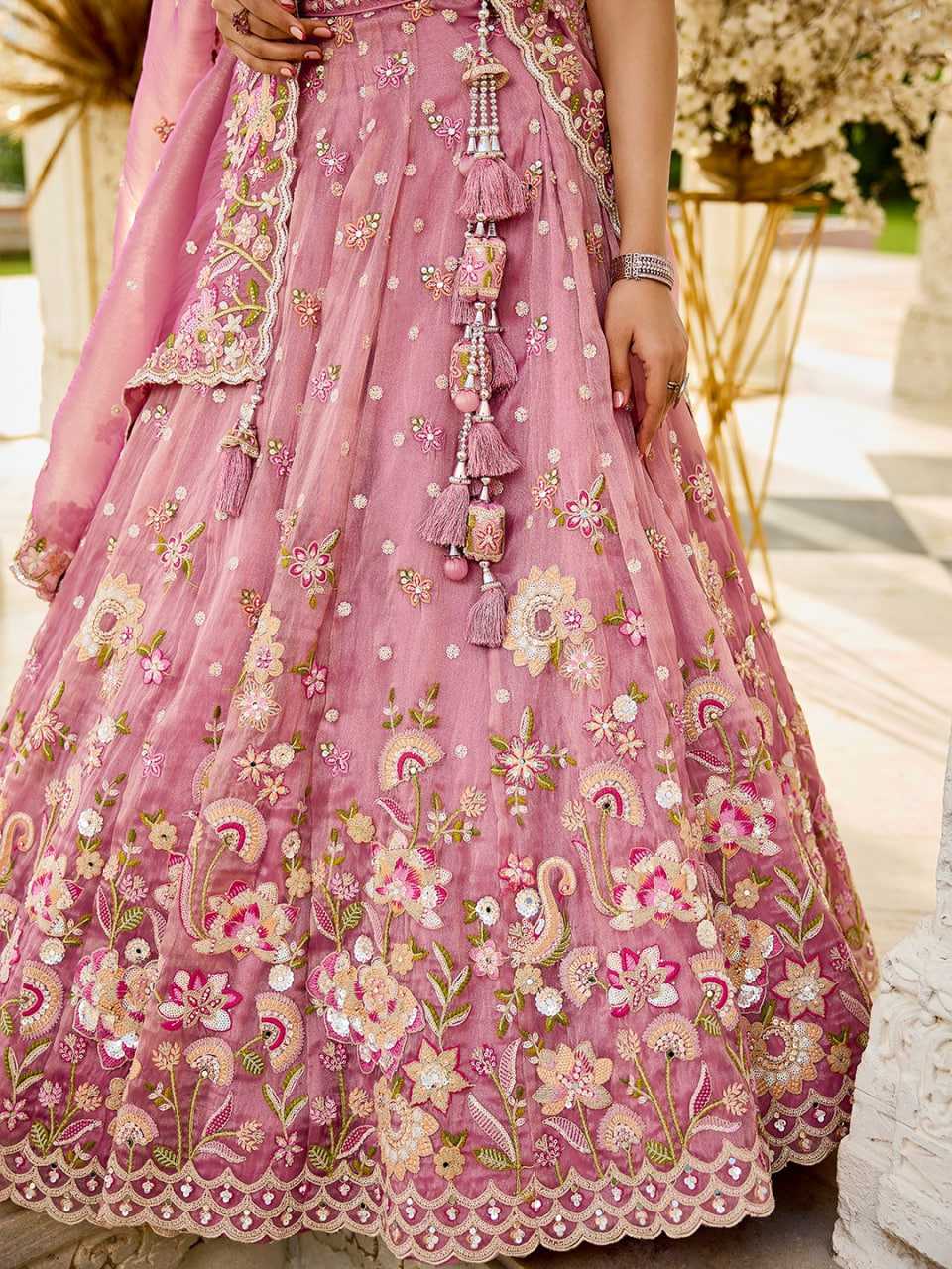 Organza  Embroidered  Lehenga Choli Wedding Outfit