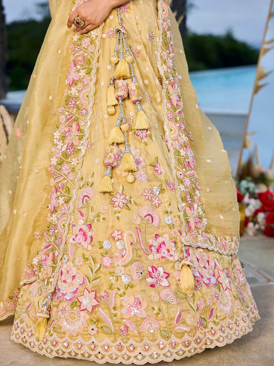 Organza  Embroidered  Lehenga Choli Wedding Outfit