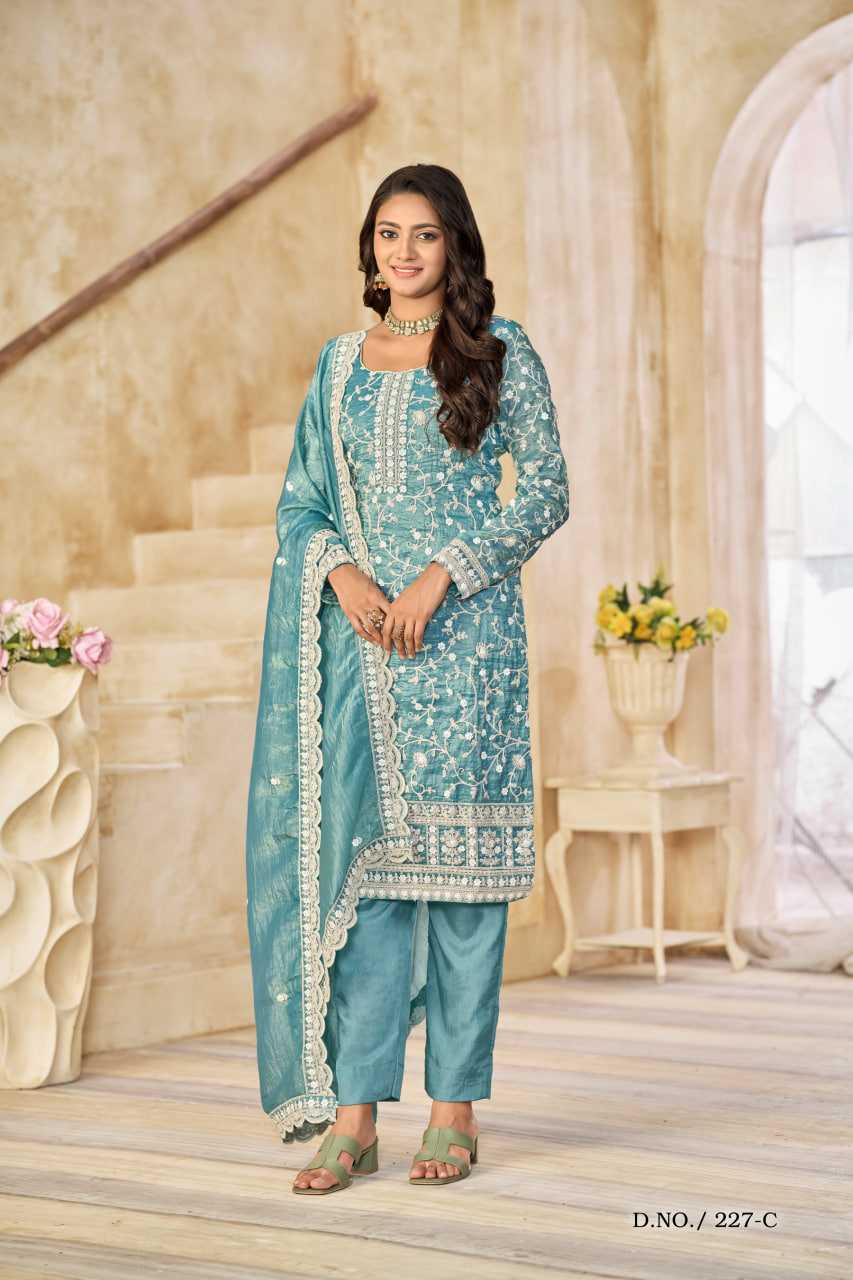 Organza  Embroidery Party wear suit