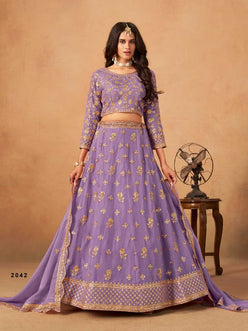 Organza  Embroidered Lehenga With Cancan