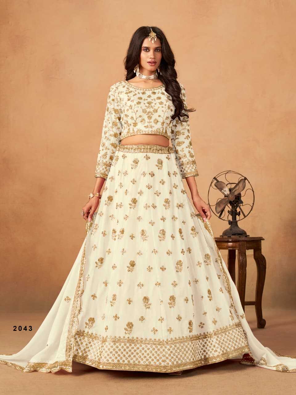 Organza  Embroidered Lehenga With Cancan