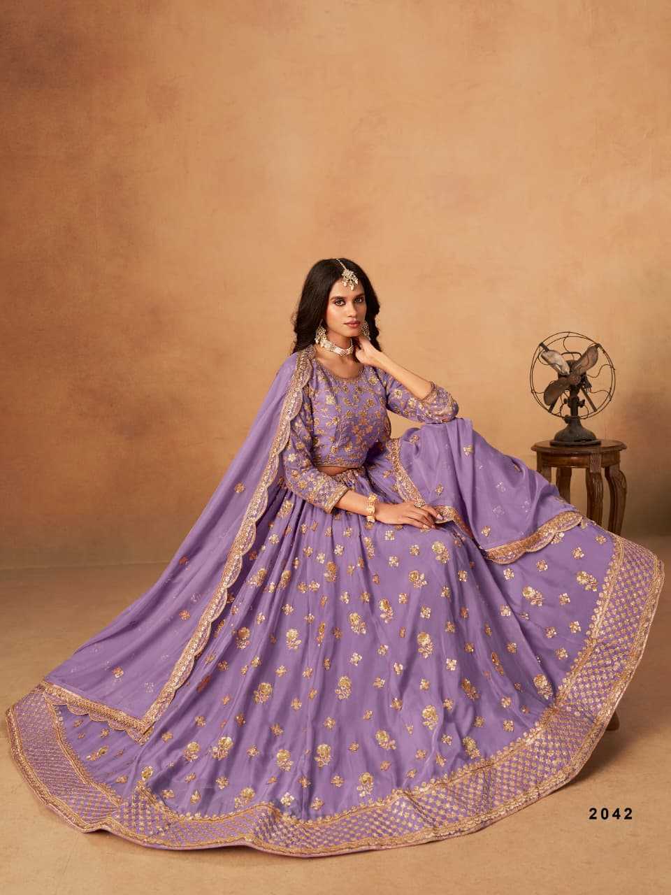 Organza  Embroidered Lehenga With Cancan
