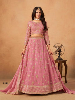 Organza  Embroidered Lehenga With Cancan