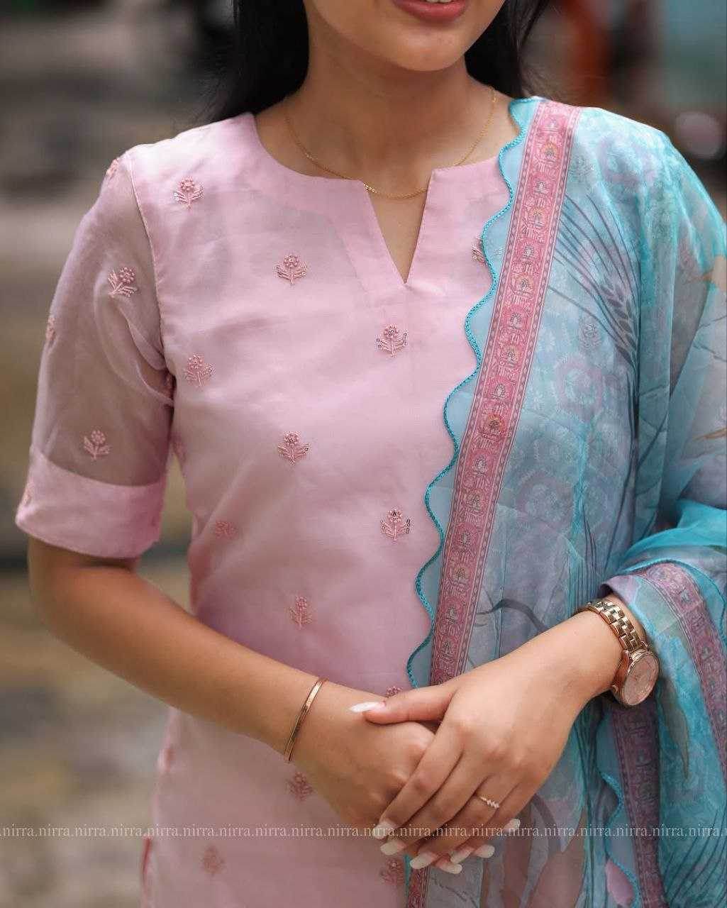 Organza Gulab Kurti and Duppata Suits & - MYLUXURY LANE ENTERPRISE