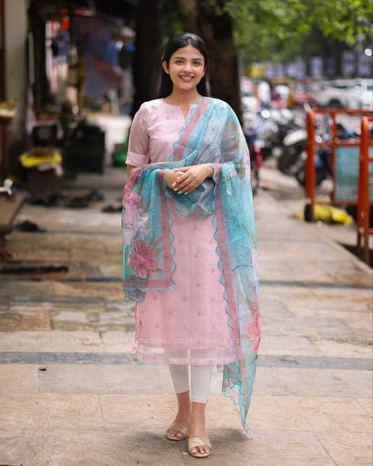 Organza  Gulab Kurti and Duppata Suits &