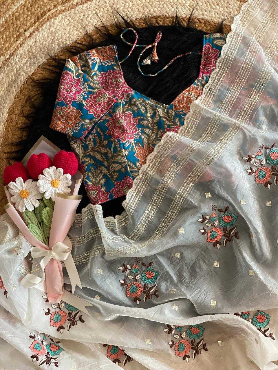 Organza  Sequin Sarees