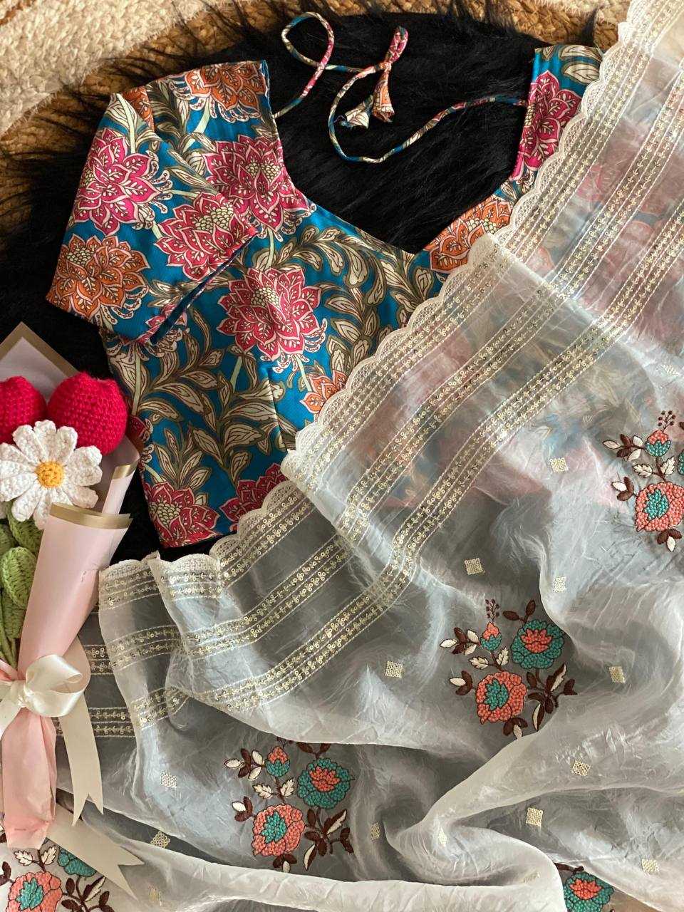 Organza  Sequin Sarees