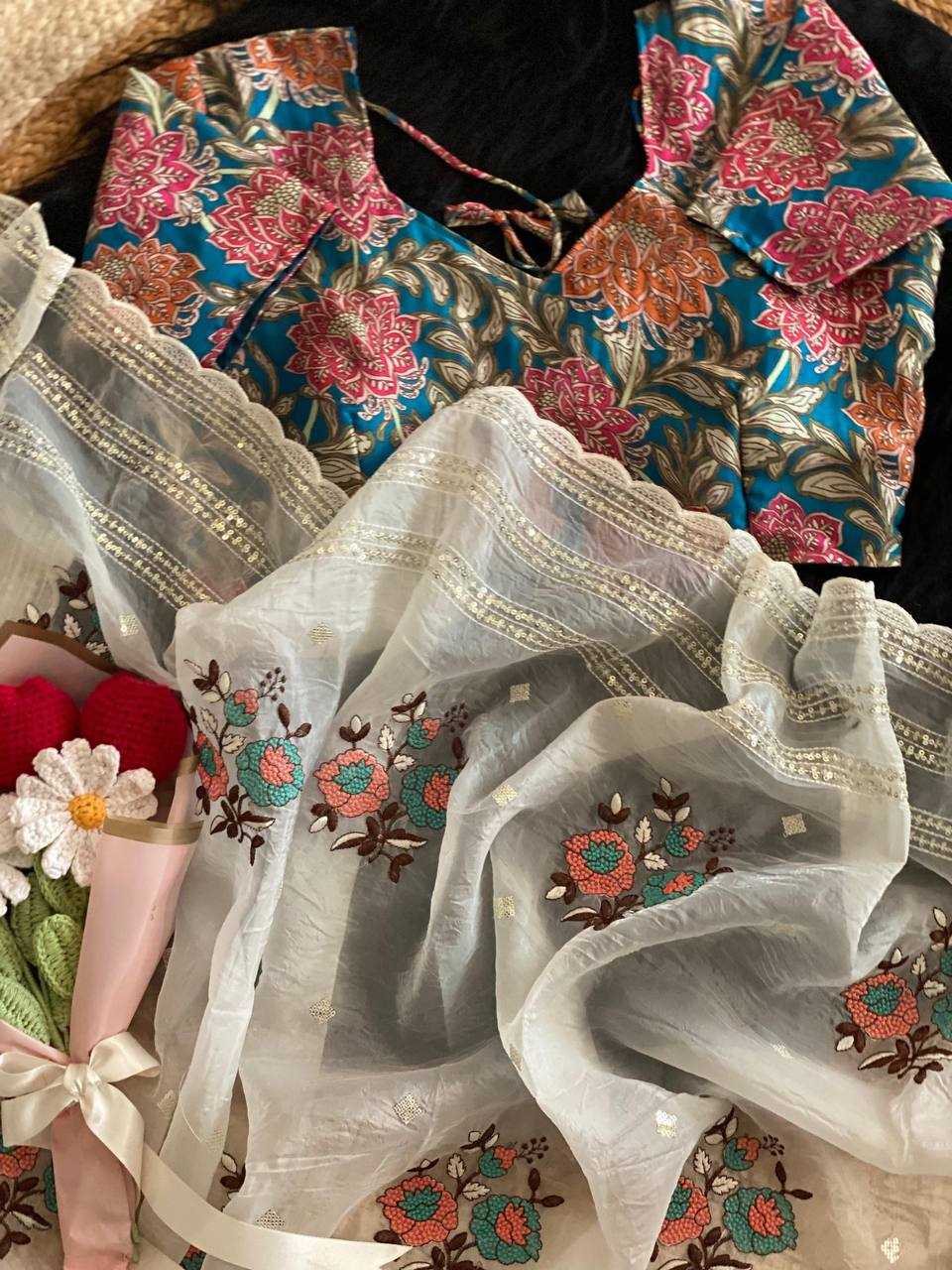 Organza  Sequin Sarees