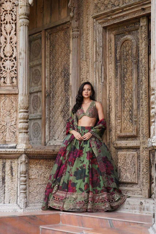 Organza Thread Work Lehenga