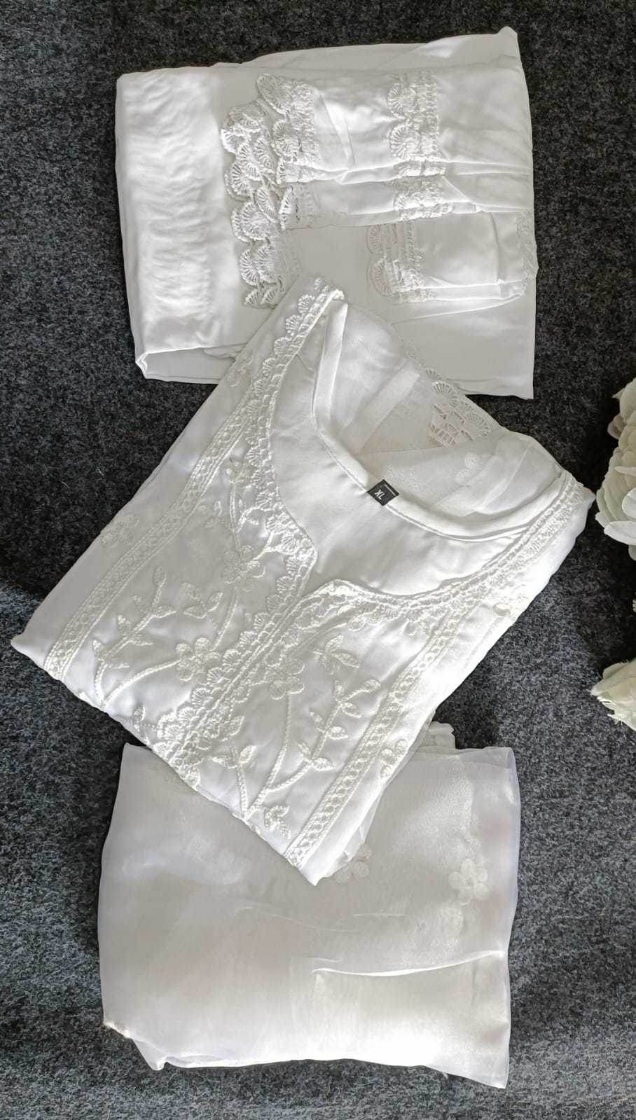 Organza Bottom With Dupatta Embroidery 3/4 Sleeve Kurti - MYLUXURY LANE ENTERPRISE