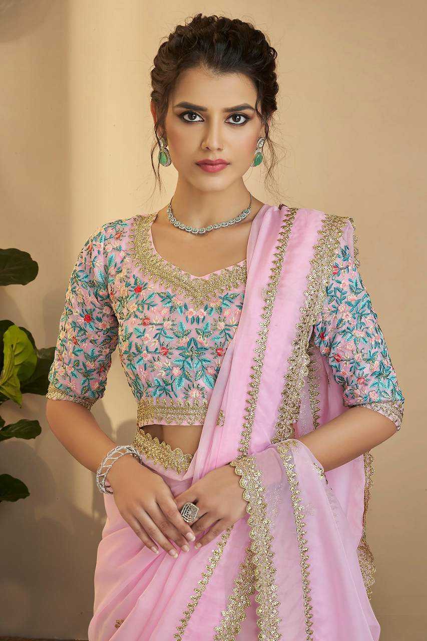 Organza Sequins Work Saree