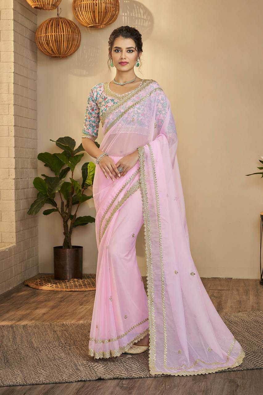 Organza Sequins Work Saree - MYLUXURY LANE ENTERPRISE