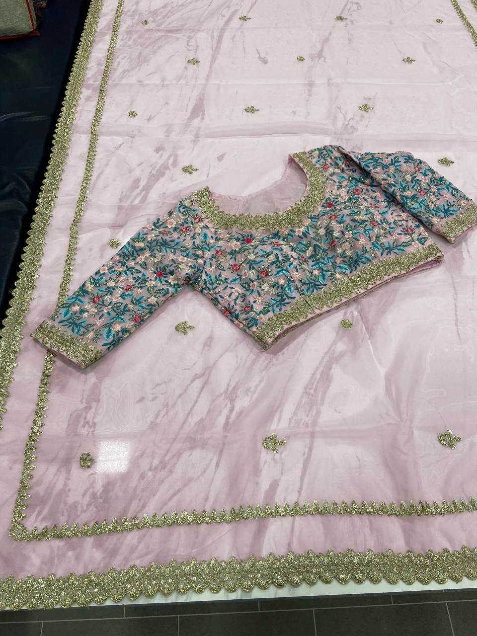 Organza Sequins Work Saree - MYLUXURY LANE ENTERPRISE