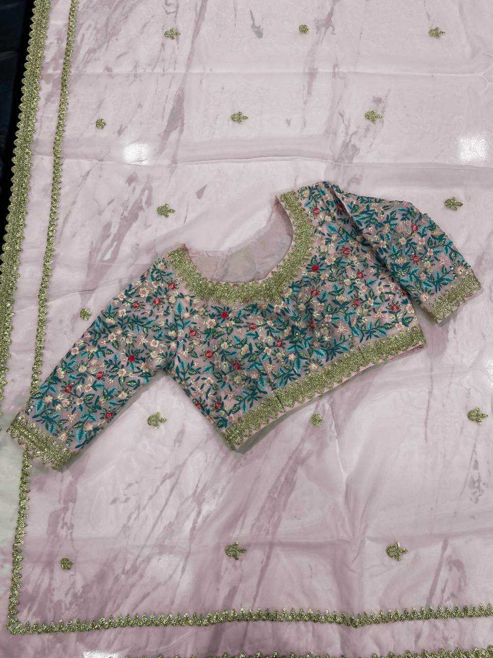Organza Sequins Work Saree