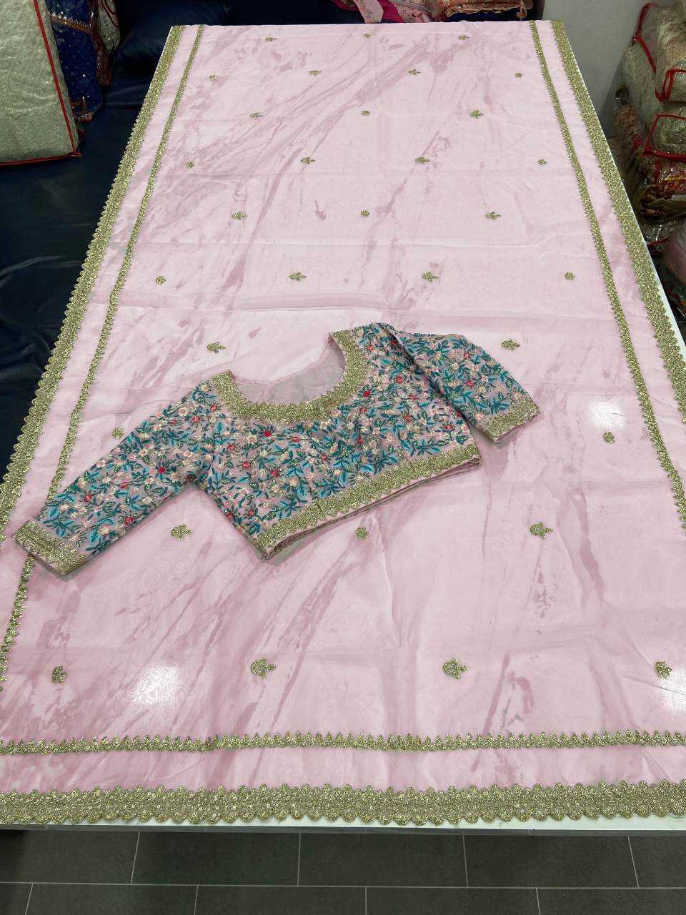 Organza Sequins Work Saree