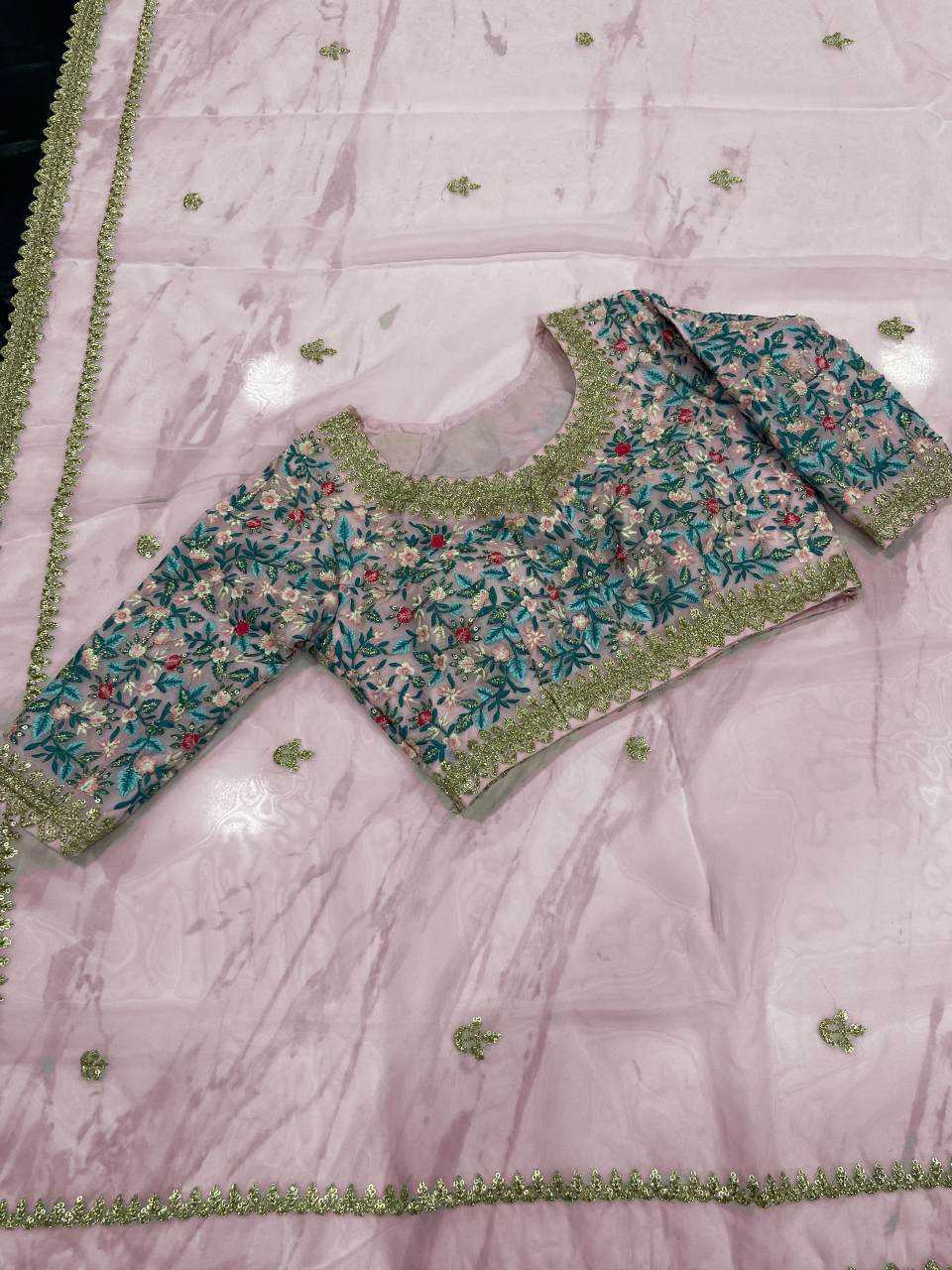 Organza Sequins Work Saree