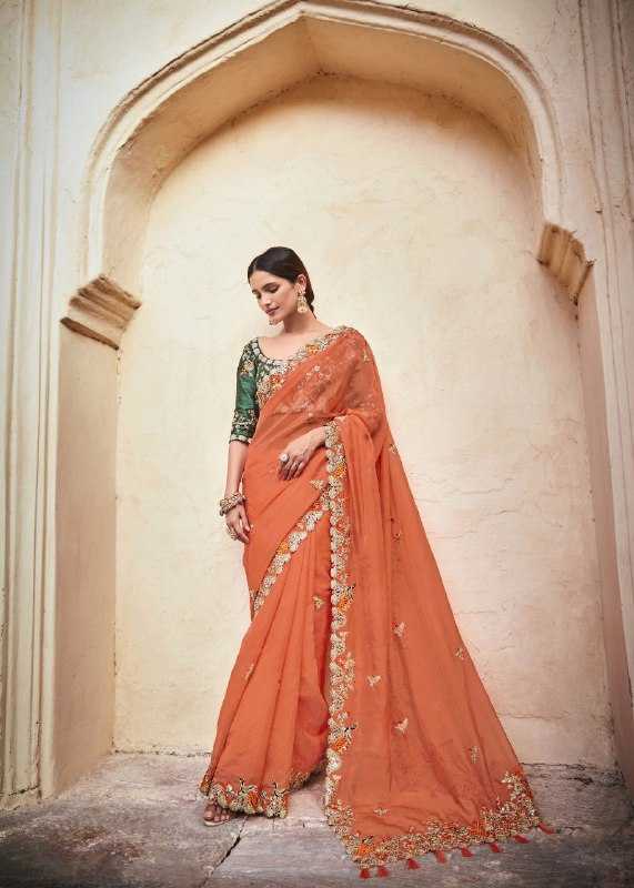 Organza Festive Collections Mirror Work Zari Sarees