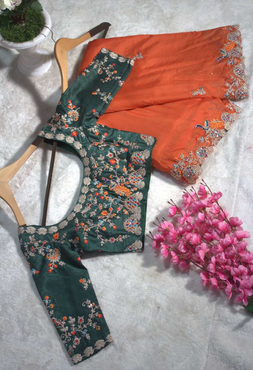 Organza Festive Collections Mirror Work Zari Sarees