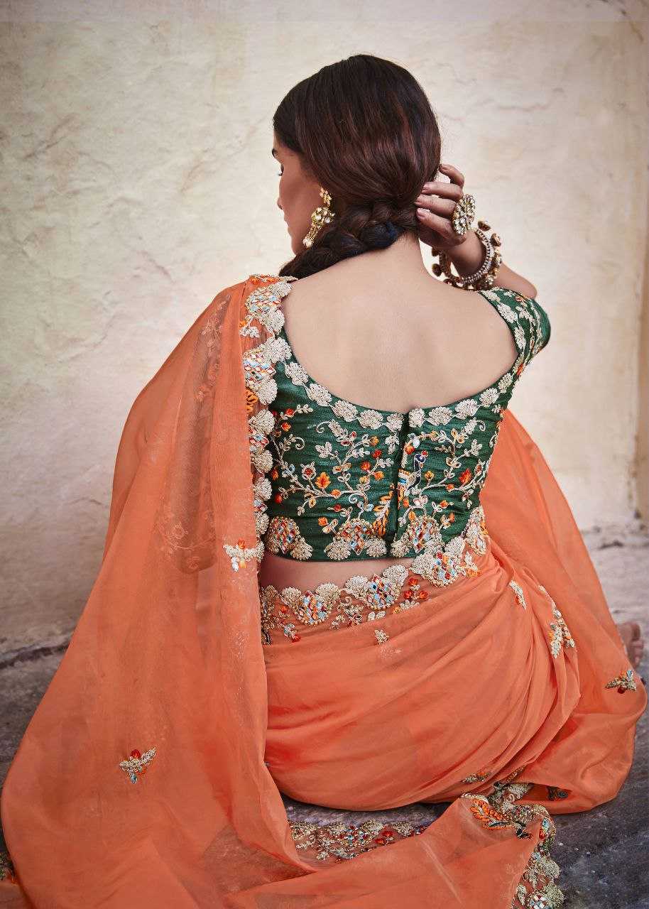 Organza Festive Collections Mirror Work Zari Sarees