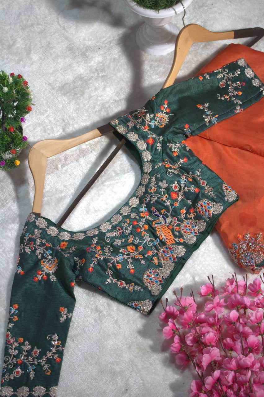 Organza Festive Collections Mirror Work Zari Sarees - MYLUXURY LANE ENTERPRISE