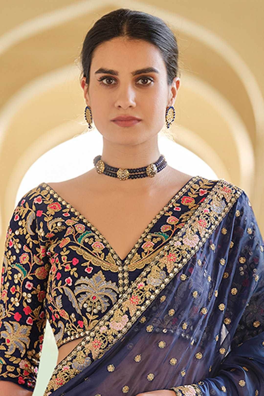 Organza Festive Collections Sequence Sarees Zari Saree - MYLUXURY LANE ENTERPRISE