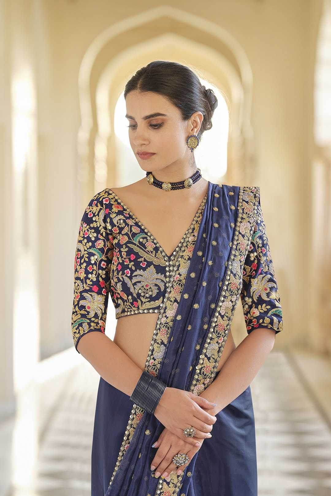 Organza Festive Collections Sequence Sarees Zari Saree - MYLUXURY LANE ENTERPRISE