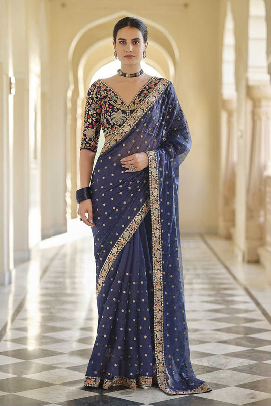 Organza  Festive Collections  Sequence Sarees Zari Saree
