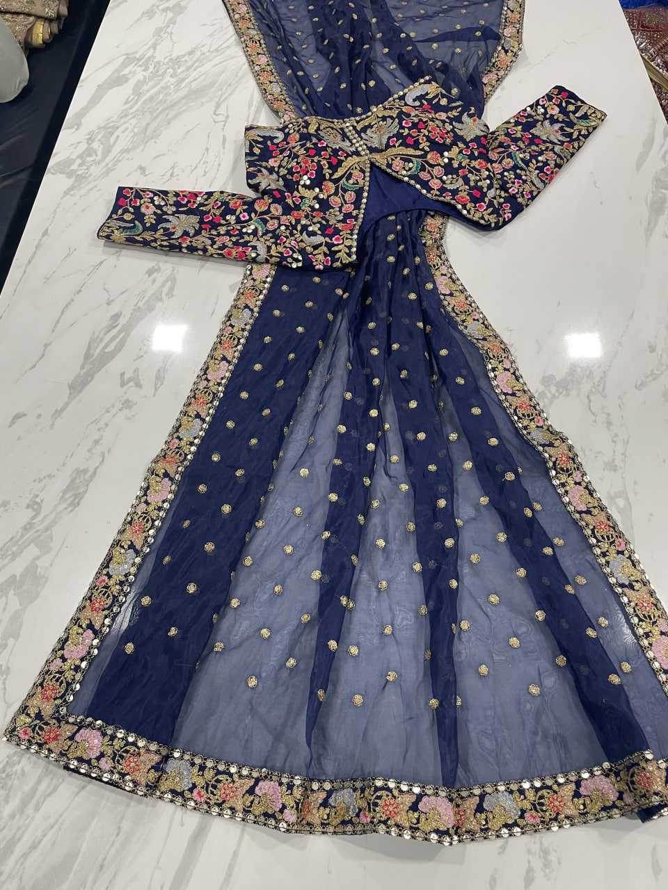 Organza Festive Collections Sequence Sarees Zari Saree - MYLUXURY LANE ENTERPRISE