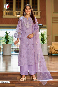 Organza Silk  Embroidery Party wear suit