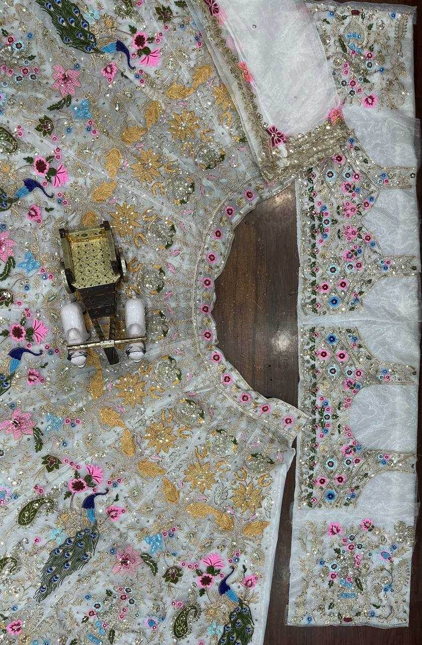 Organza Silk Embroidered Sequins With Cancan Lehenga Set - MYLUXURY LANE ENTERPRISE