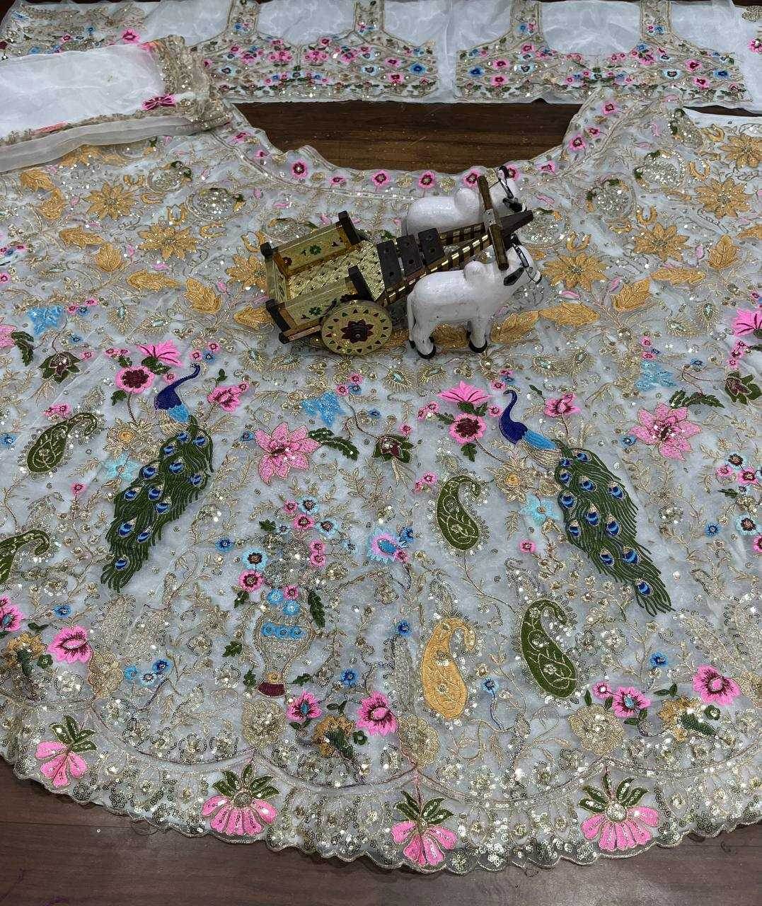 Organza Silk Embroidered Sequins With Cancan Lehenga Set - MYLUXURY LANE ENTERPRISE