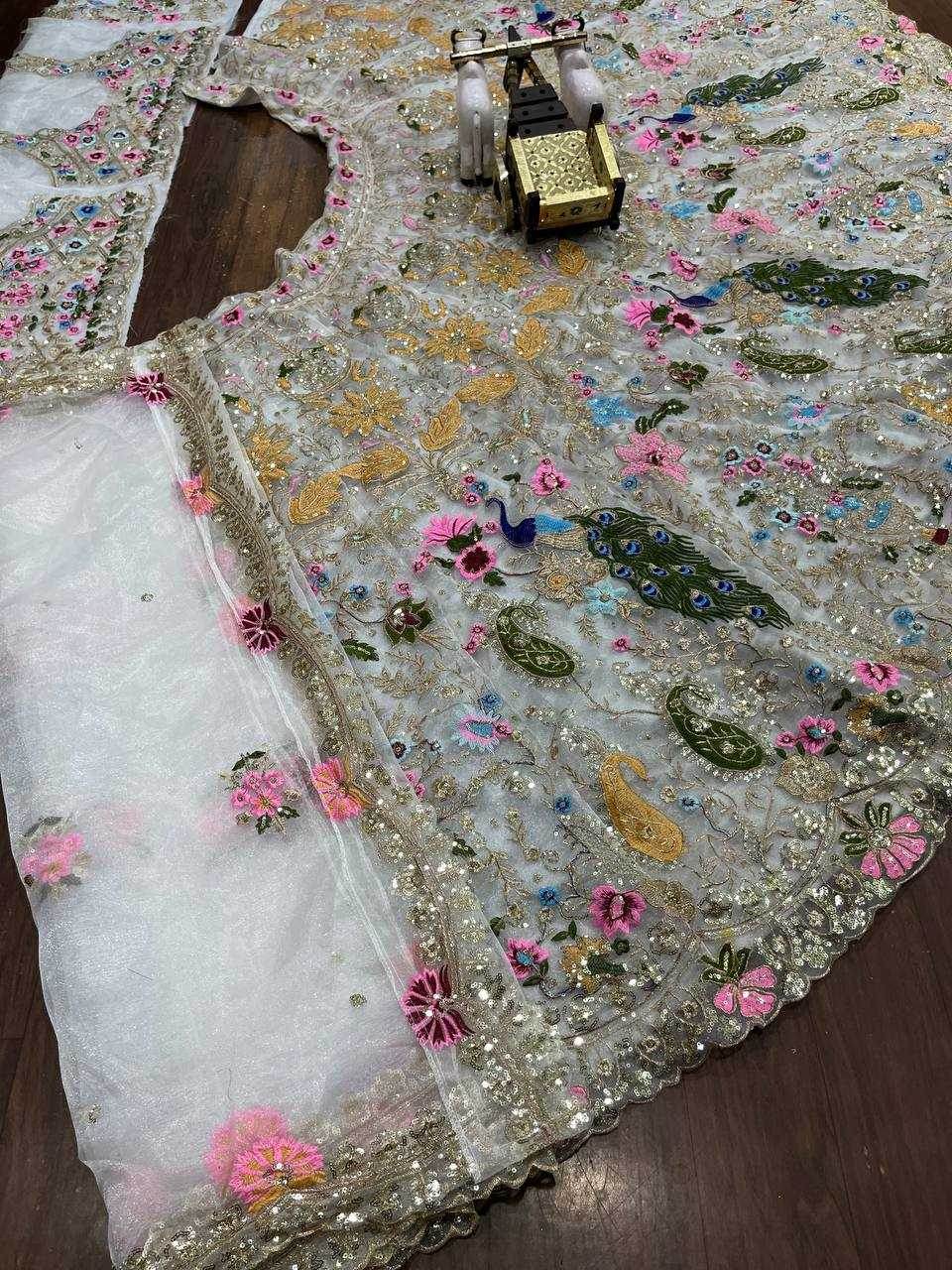 Organza Silk Embroidered Sequins With Cancan Lehenga Set - MYLUXURY LANE ENTERPRISE