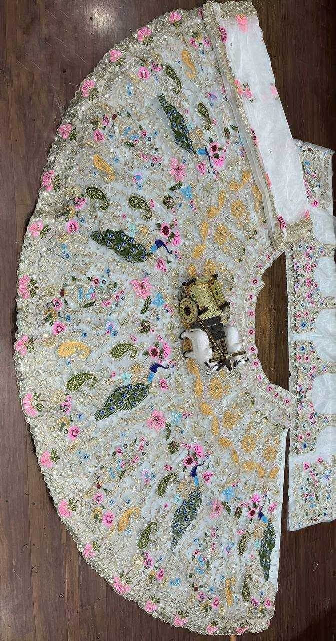 Organza Silk Embroidered Sequins With Cancan Lehenga Set - MYLUXURY LANE ENTERPRISE