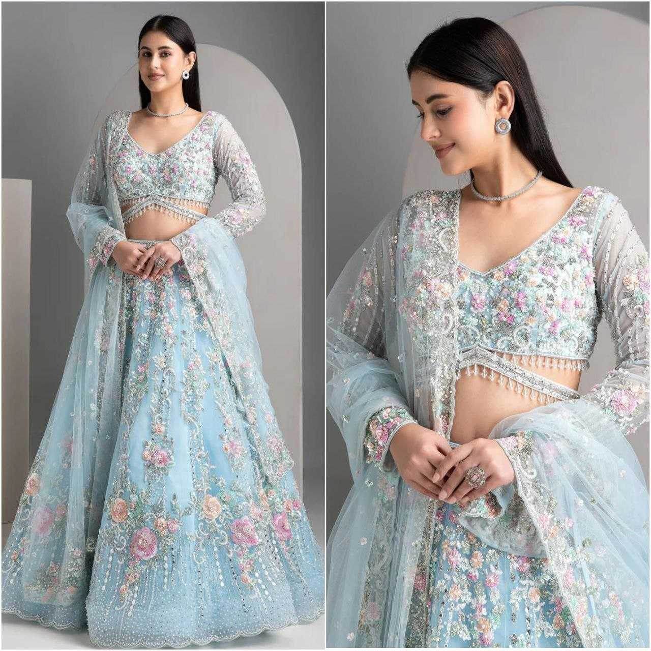 Organza Silk Designer Sequins Lehenga - MYLUXURY LANE ENTERPRISE