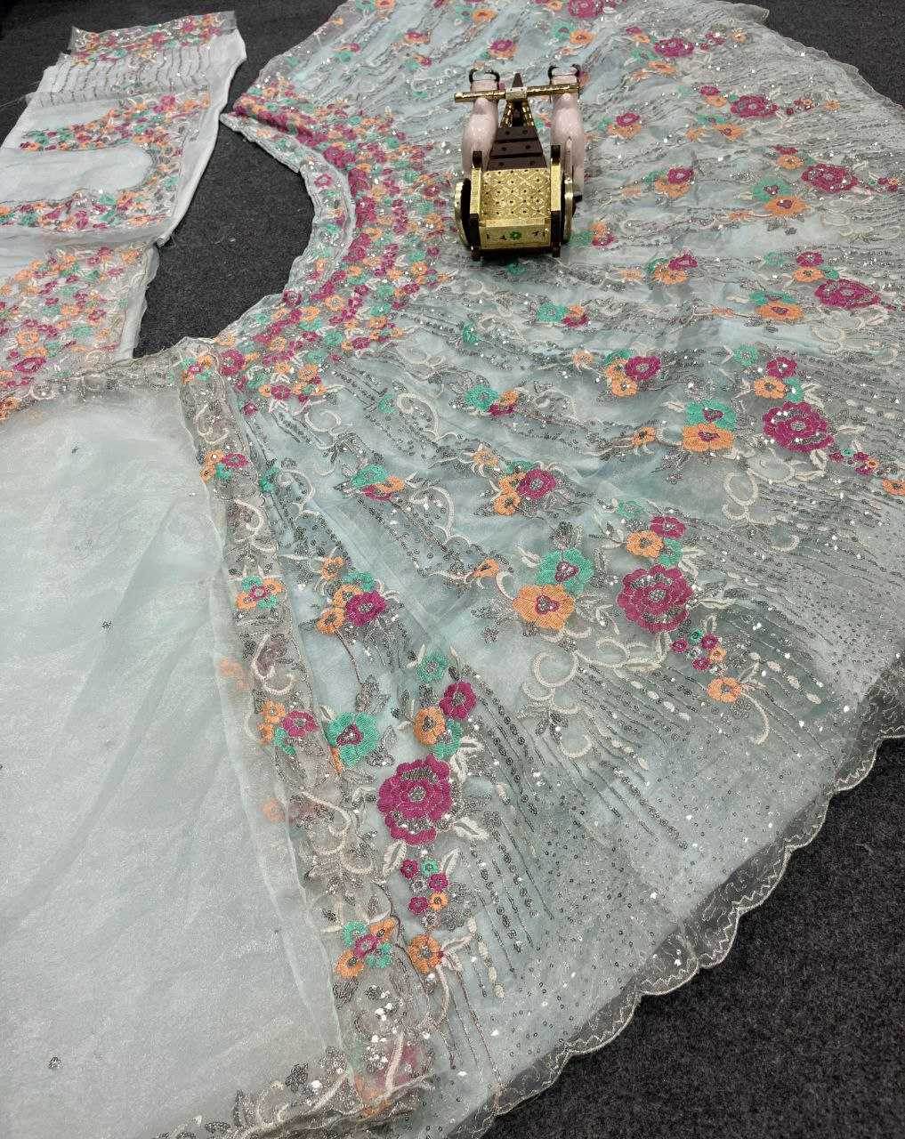 Organza Silk Designer Sequins Lehenga - MYLUXURY LANE ENTERPRISE