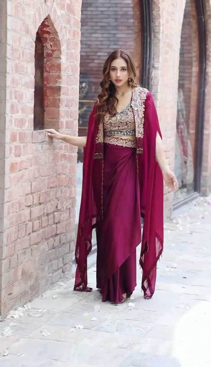 INDO WESTERN LADIES SILK PARTY WEAR WEDDING DHOTI SALWAR SUITS - MYLUXURY LANE ENTERPRISE