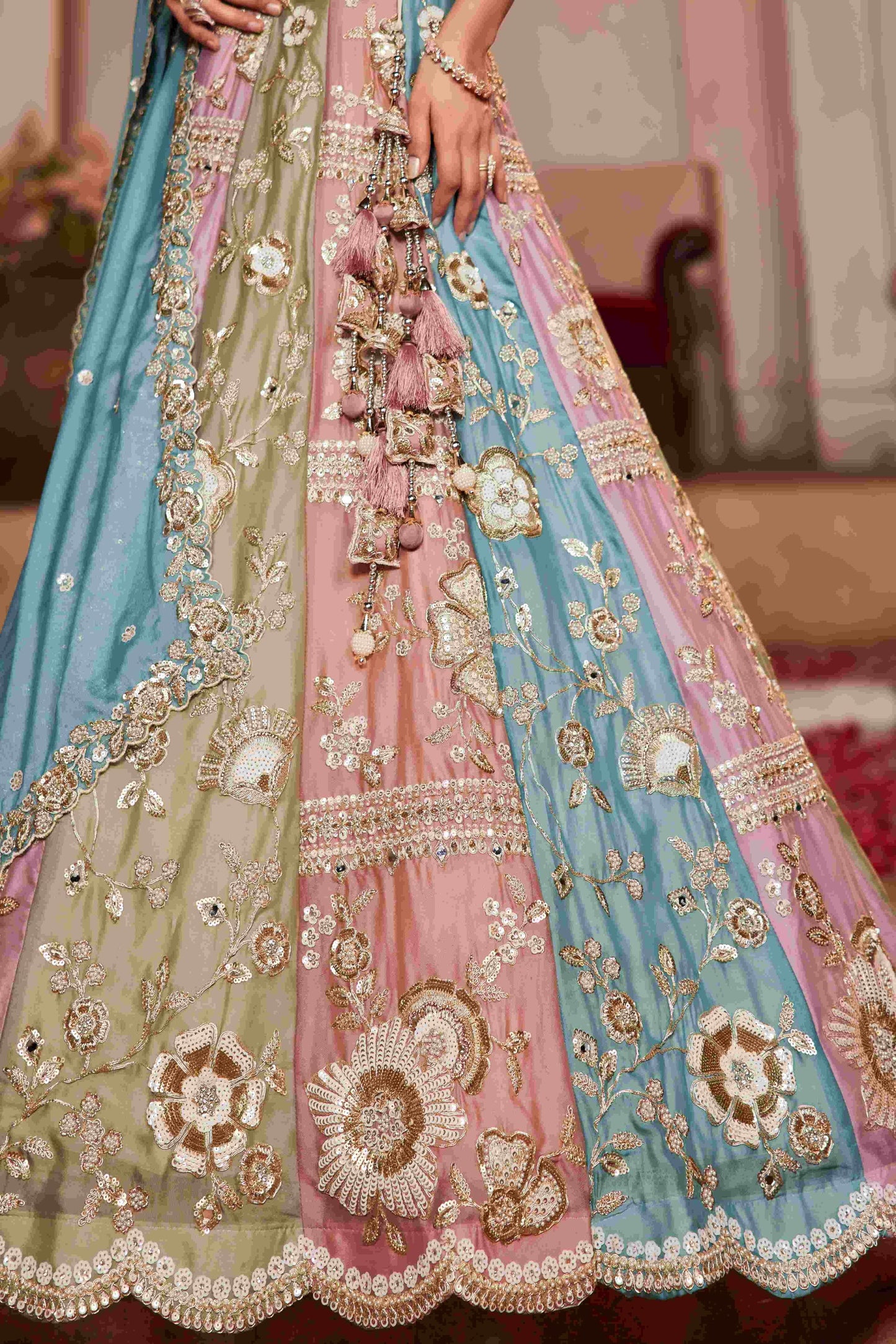 Elegant Chanderi Zari Work Lehenga for Festive Occasions - MYLUXURY LANE ENTERPRISE