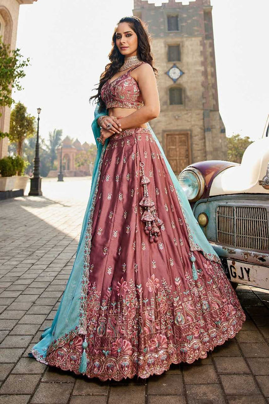 Poly Georgette  Designer  Embroidered Lehenga