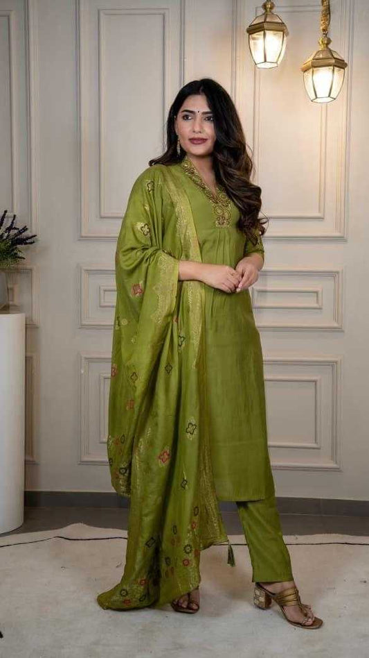 Premium Roman Silk  Ladies Suit