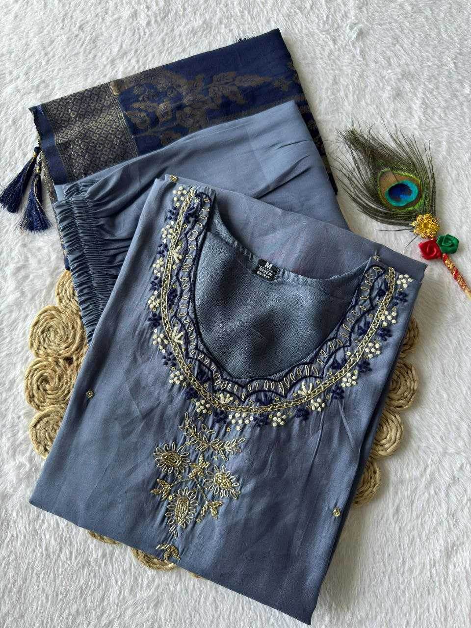 Premium Roman Silk Designer Ladies Kurti - MYLUXURY LANE ENTERPRISE