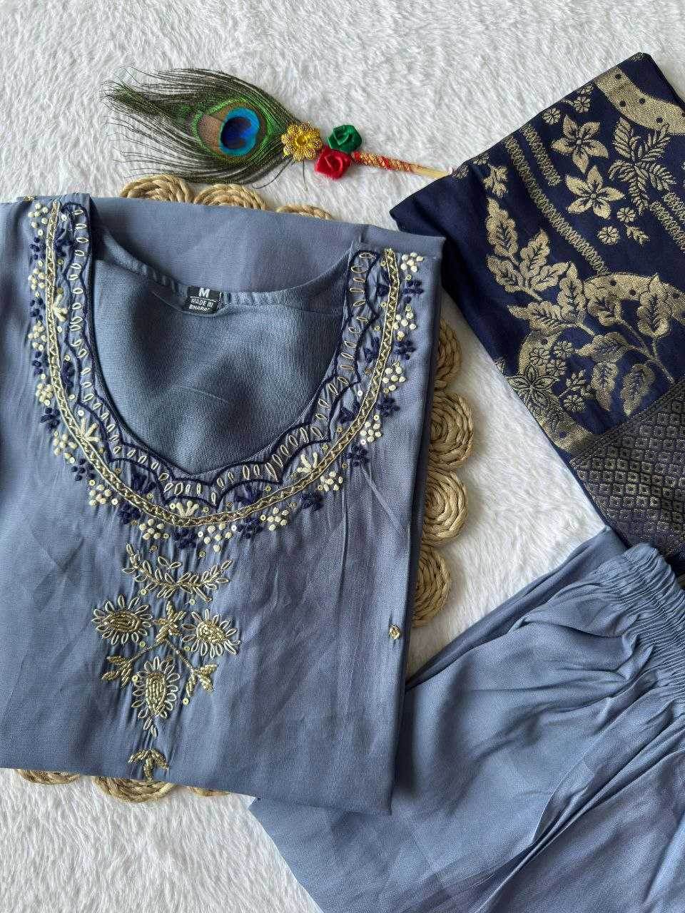 Premium Roman Silk Designer Ladies Kurti - MYLUXURY LANE ENTERPRISE