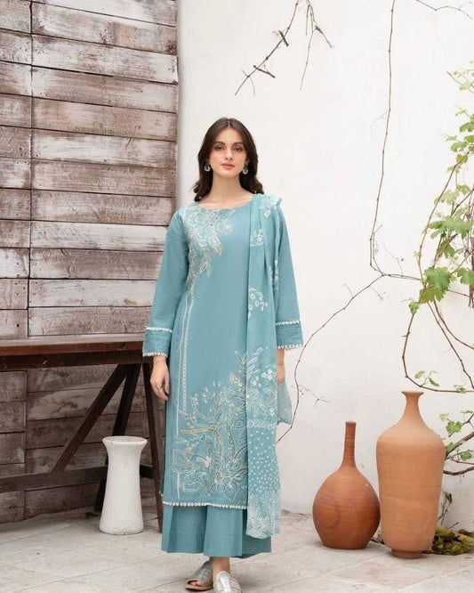 Premium Roman Silk  Ladies Palazzo Suit