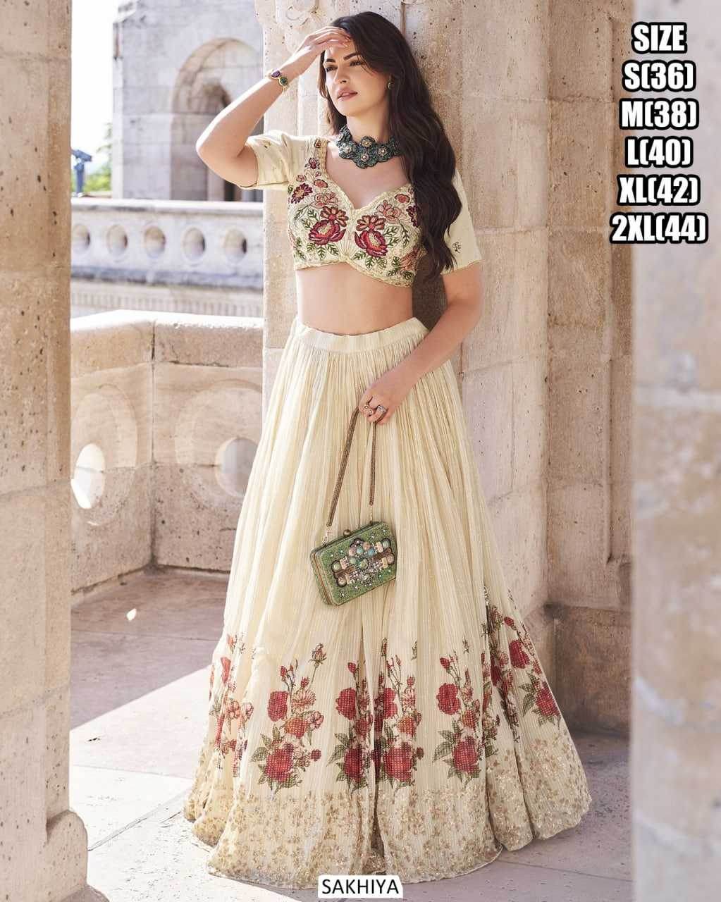 Premium Roman Silk Embroidered Indo-Western Lehenga Set - MYLUXURY LANE ENTERPRISE