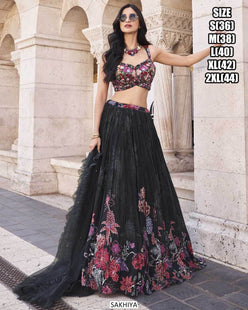Premium Roman Silk Embroidered Indo-Western Lehenga Set - MYLUXURY LANE ENTERPRISE