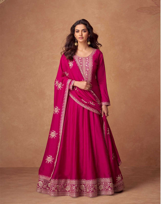 Premium Silk   Anarkali Party Gown