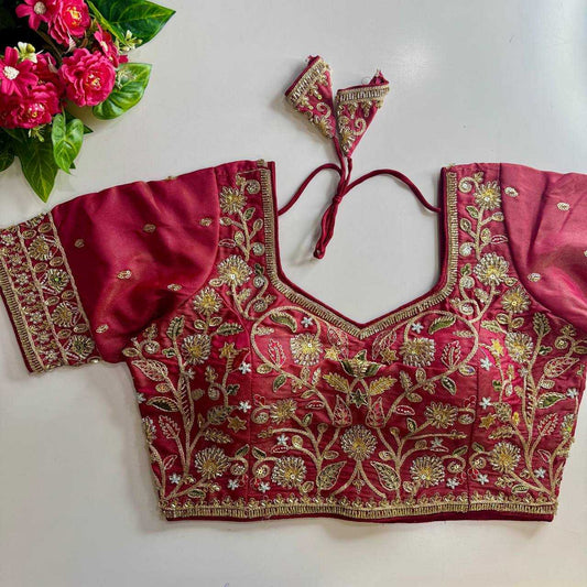 Pure Silk BEADS WORK  Sequence Embroidery Blouse